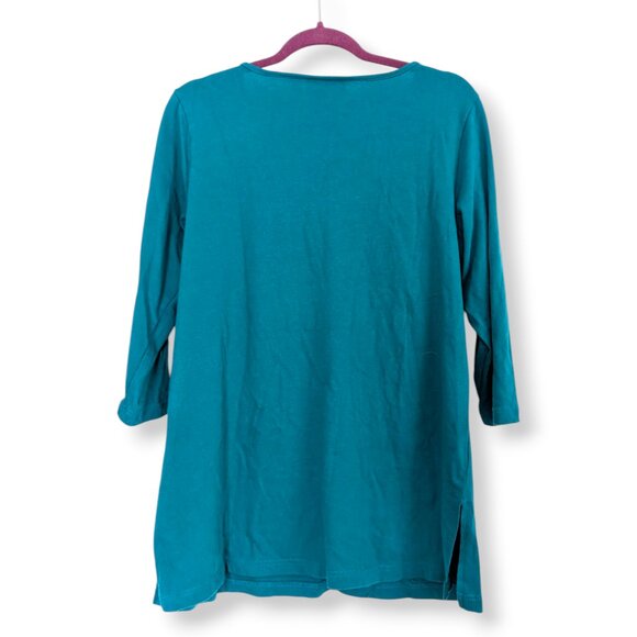 Bob Mackie vintage 90s green teal embellished embroidered coral reef tunic W's L - Picture 3 of 7